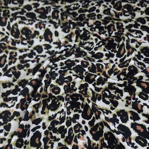 T SHIRTING Dress Fabrics DTY Brushed Print Leopard Fabric Khaki 150cm (7347404570713)