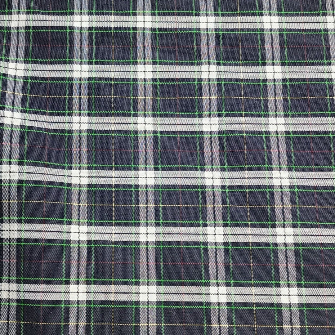 TARTAN CHECKS Dress Fabrics Tartan Check Fabric Navy/Green 150cm (7481277612121)