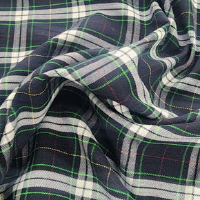 TARTAN CHECKS Dress Fabrics Tartan Check Fabric Navy/Green 150cm (7481277612121)