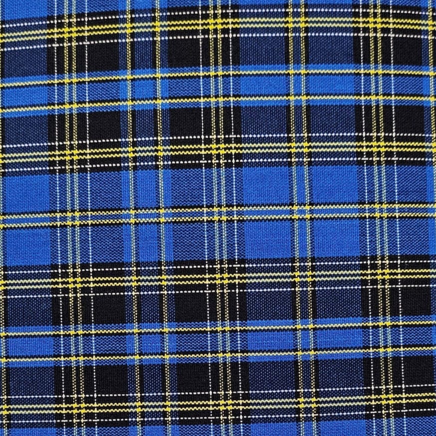 TARTAN CHECKS Dress Fabrics Tartan Check Yellow/Royal Fabric 150cm