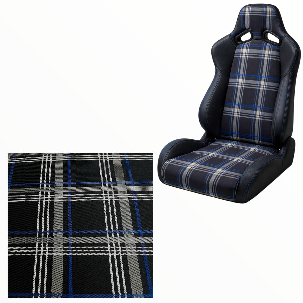 Fabric Car Upholstery Foam Backed Tartan 145 cm