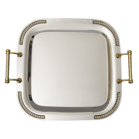 Tazzy TRAY Tazzy Square Tray With Gold Handle SGN2777 (7750699843673)