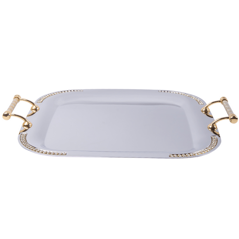 Tazzy TRAY Tazzy Square Tray With Gold Handle SGN2777 (7750699843673)