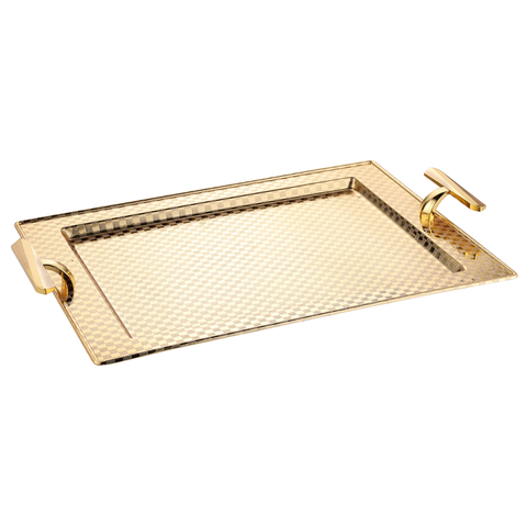 Tazzy TRAY Tazzy Stainless Steel Gold Tray With Handles SGN3460