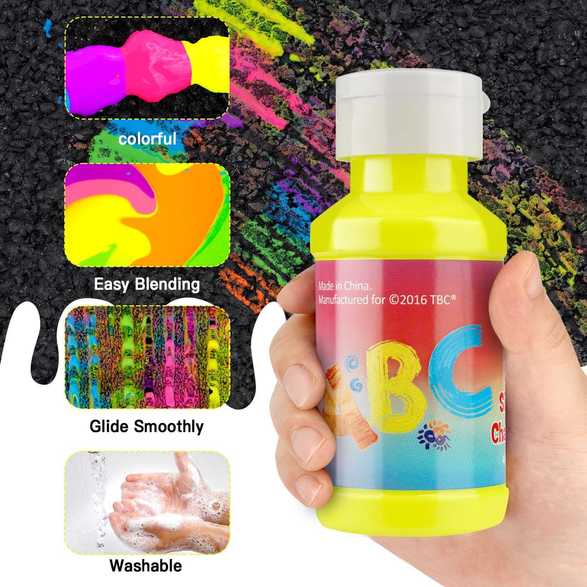TBC Tech & Office TBC The Best Craft - Neon color Sidewalk Chalk Paint Kit (7345854775385)