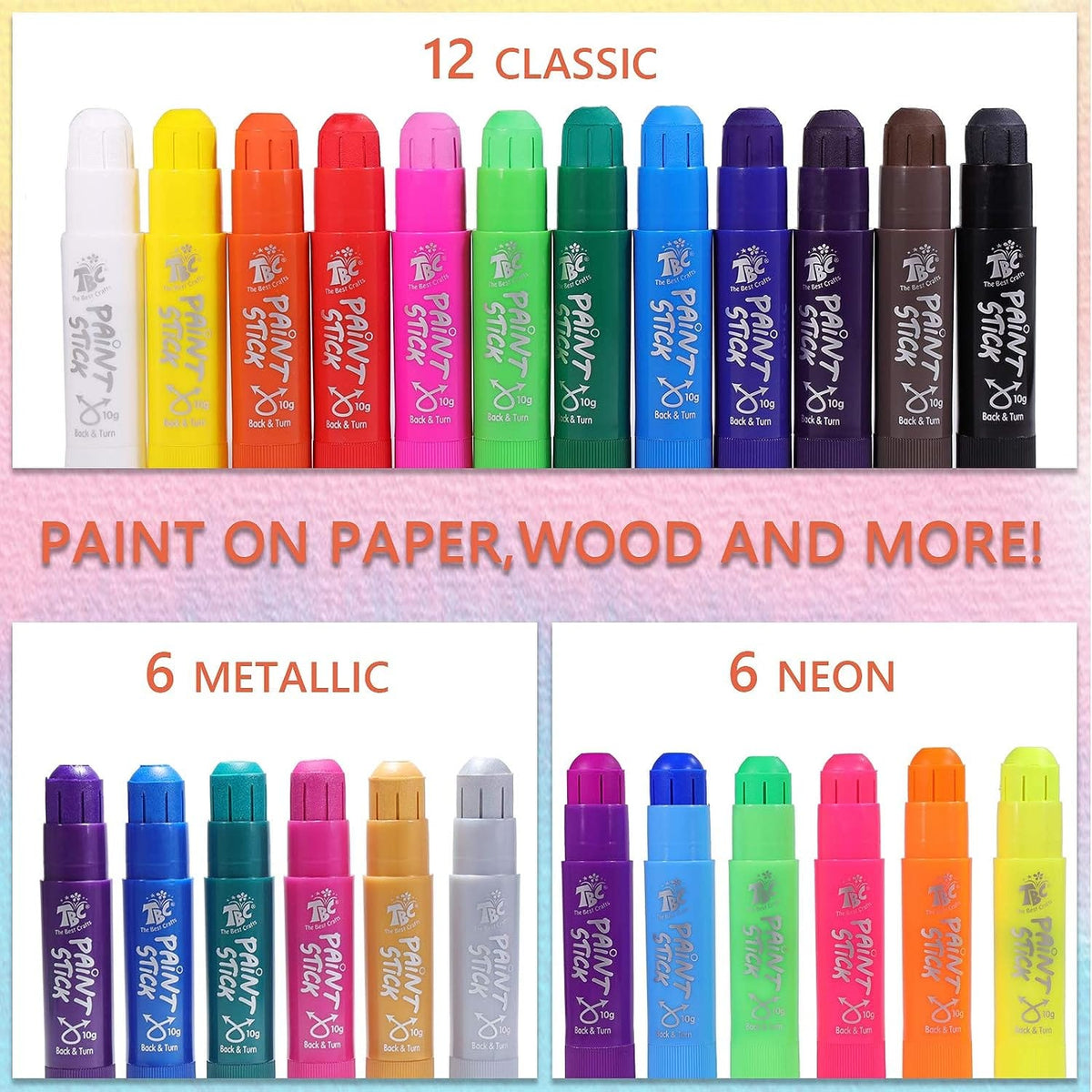 TBC Tech & Office TBC The Best Crafts Tempera Paint Sticks 24 Pack (7345864048729)