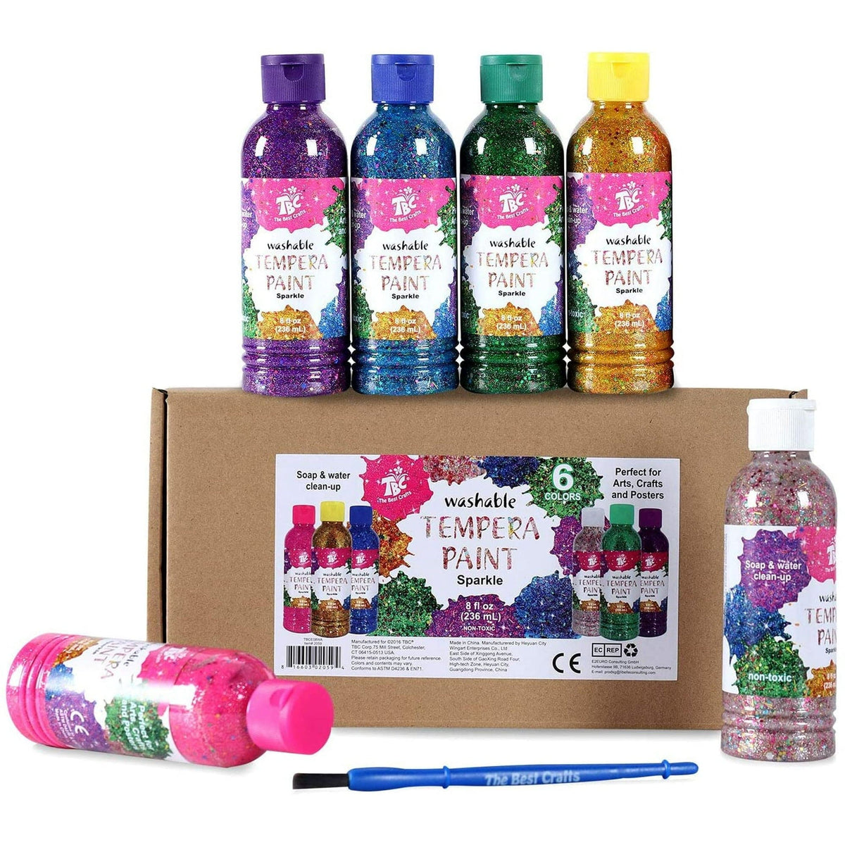 TBC Tech & Office TBC The Best Crafts Washable Tempera Paint For Kids, 6 Colors 2059 (7347264946265)
