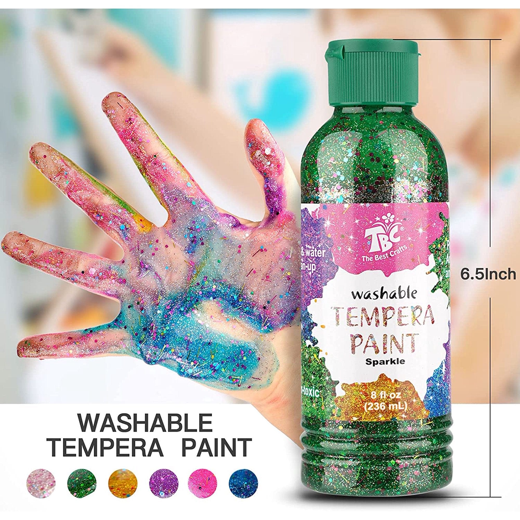 TBC Tech & Office TBC The Best Crafts Washable Tempera Paint For Kids, 6 Colors 2059 (7347264946265)