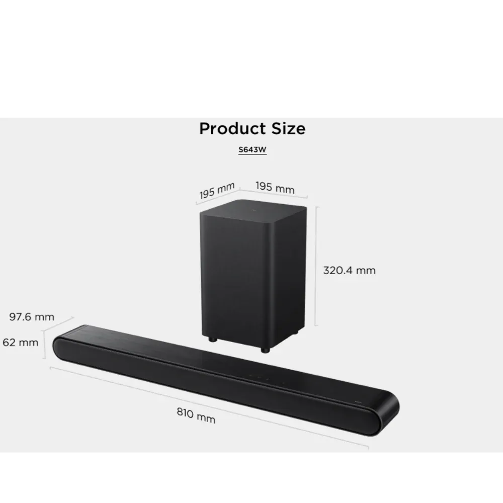 TCL Sound Bar TCL 3.1CH Soundbar with Wireless Subwoofer S643W