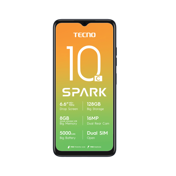 Tecno Smart Phones Tecno Spark 10c 128GB Dual Sim - Meta Black (7685539954777)