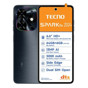 Tecno Smart Phones Tecno Spark Go 2024 4G Dual Sim 64GB - Black (7685883789401)