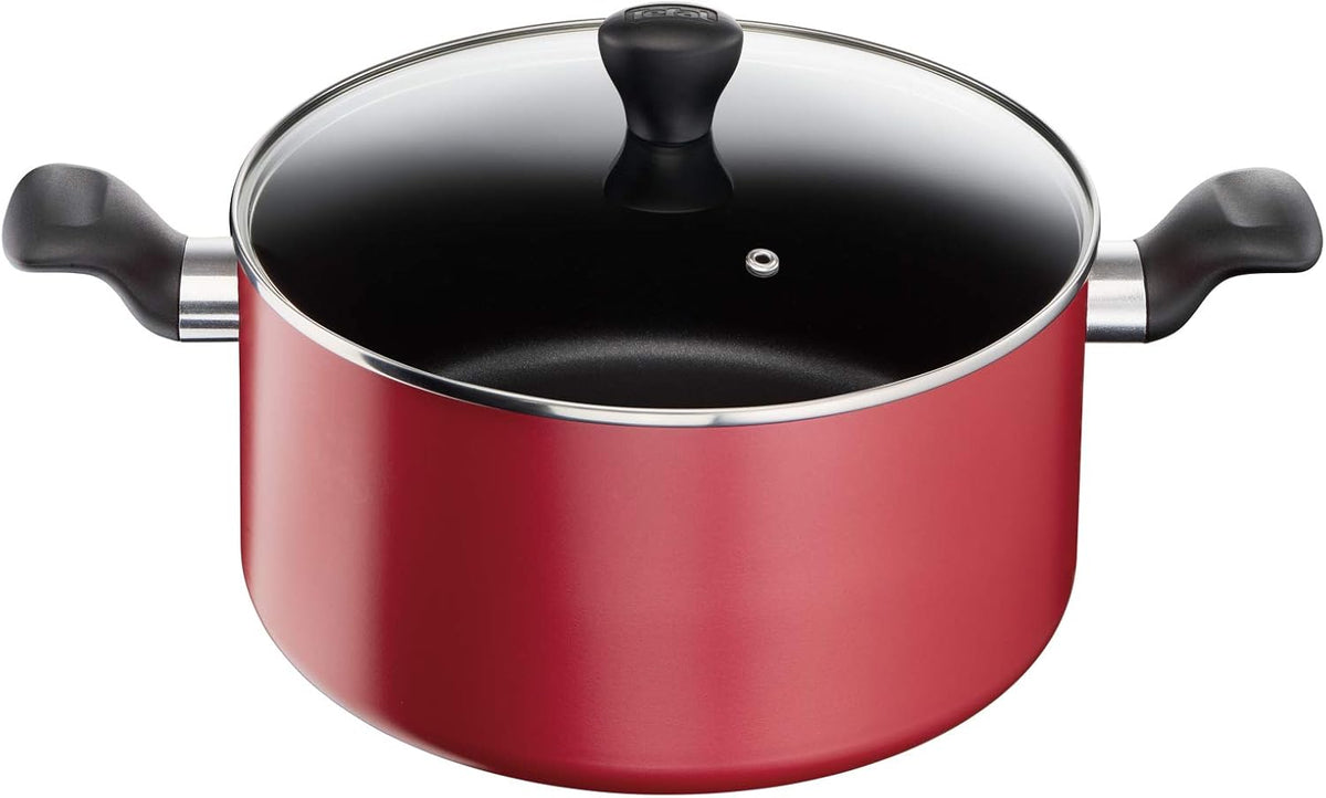 TEFAL Pots Set Tefal Super Cook Non-Stick 12 Piece Cookware Set Red B460SC84