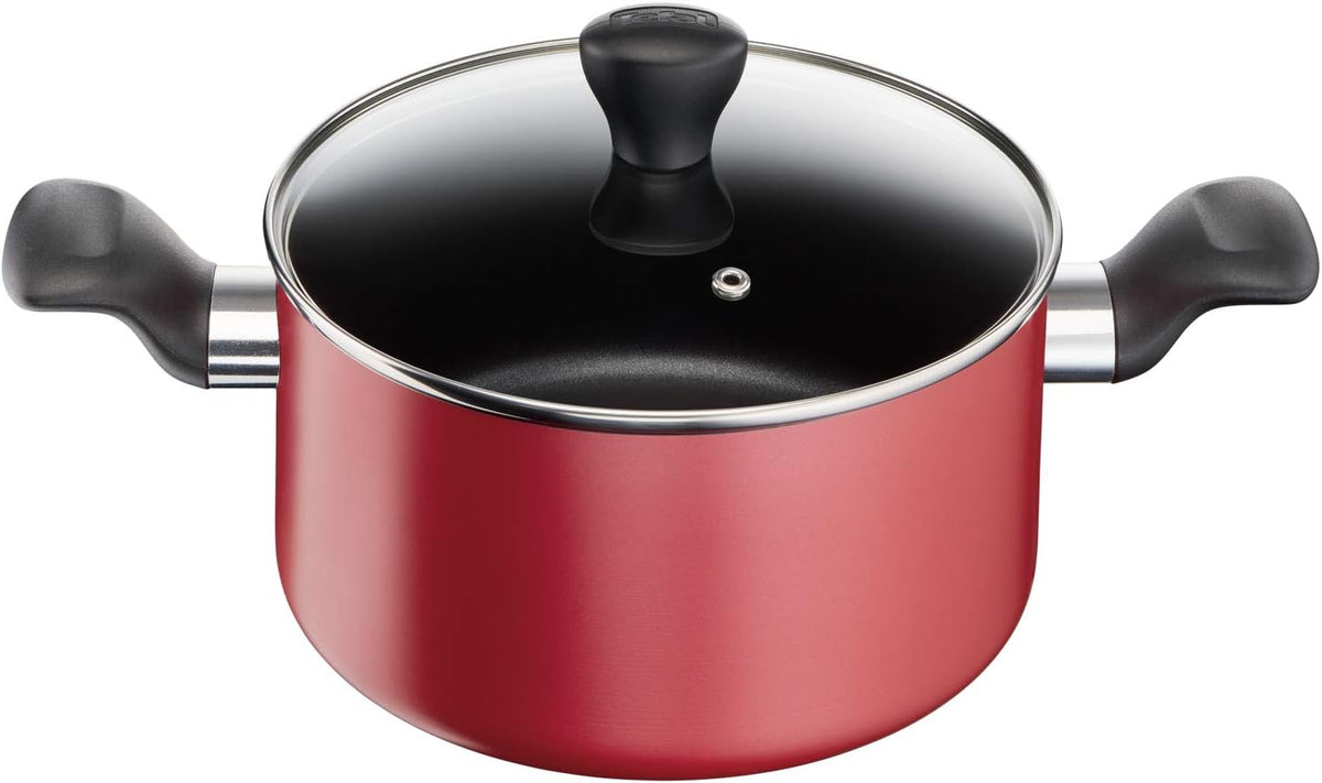 TEFAL Pots Set Tefal Super Cook Non-Stick 12 Piece Cookware Set Red B460SC84