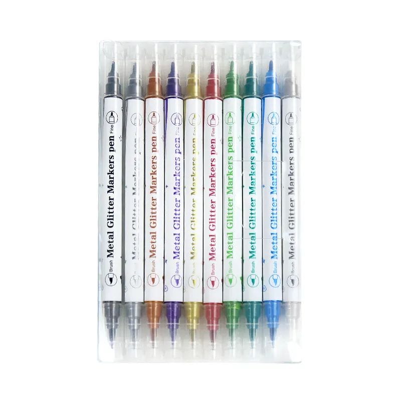 The Art Journey Tech & Office The Art Journey 10-Color Dual Tip Metallic Glitter Marker Pen Set ART015