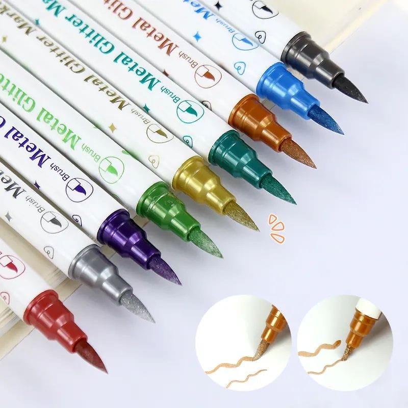 The Art Journey Tech & Office The Art Journey 10-Color Dual Tip Metallic Glitter Marker Pen Set ART015