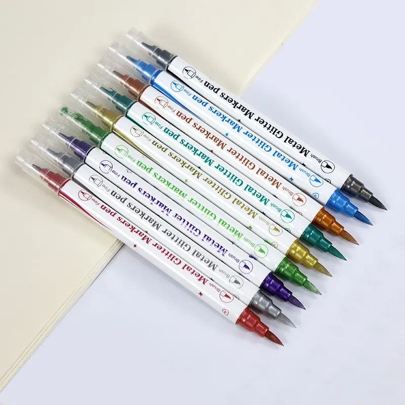 The Art Journey Tech & Office The Art Journey 10-Color Dual Tip Metallic Glitter Marker Pen Set ART015