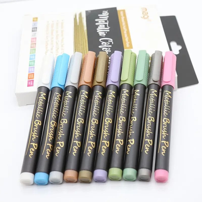 The Art Journey Tech & Office The Art Journey 10 Colour Metallic Brush Pen Set ART019