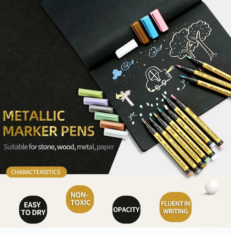 The Art Journey Tech & Office The Art Journey 10 Colour Metallic Brush Pen Set ART019