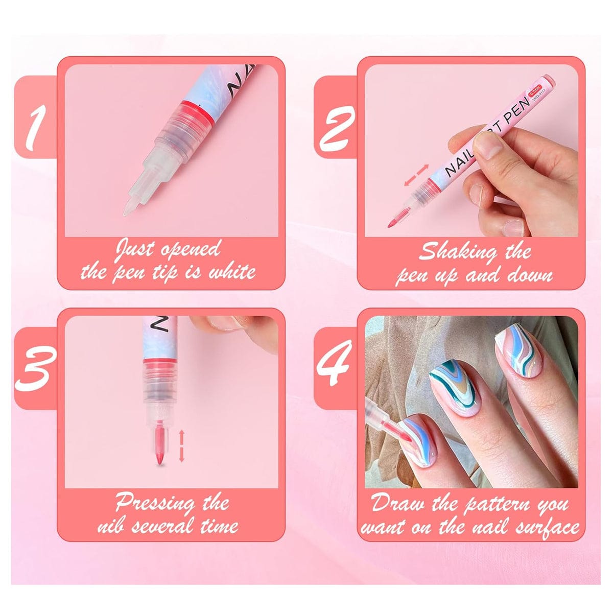 The Art Journey Tech & Office The Art Journey 12 Color 3D Nail Art Pens Set Nail Point Graffiti Dotting Pens ART013