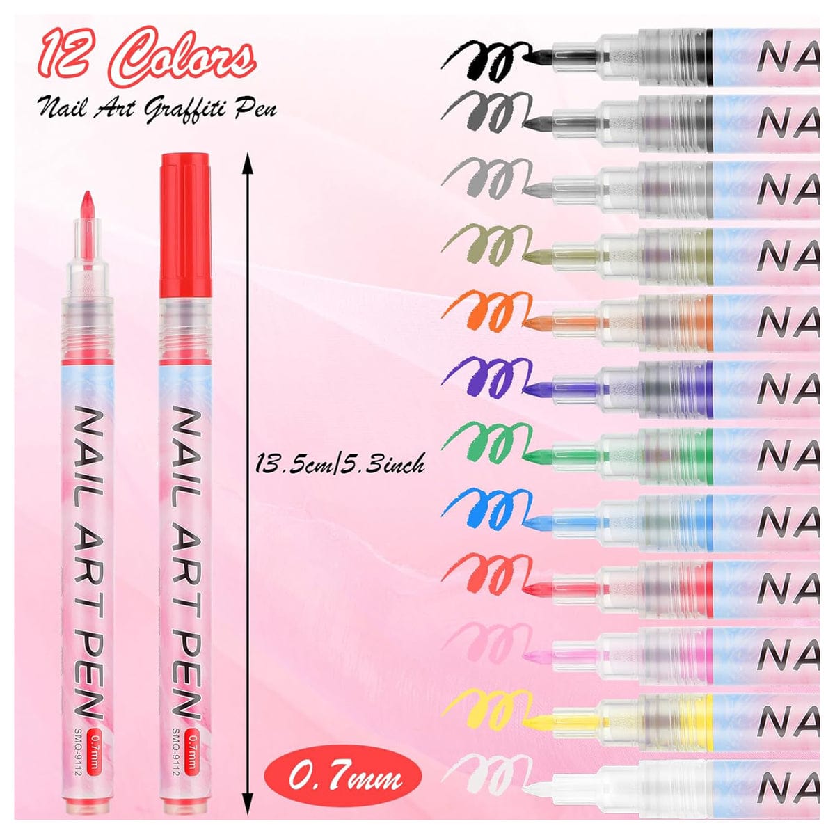 The Art Journey Tech & Office The Art Journey 12 Color 3D Nail Art Pens Set Nail Point Graffiti Dotting Pens ART013