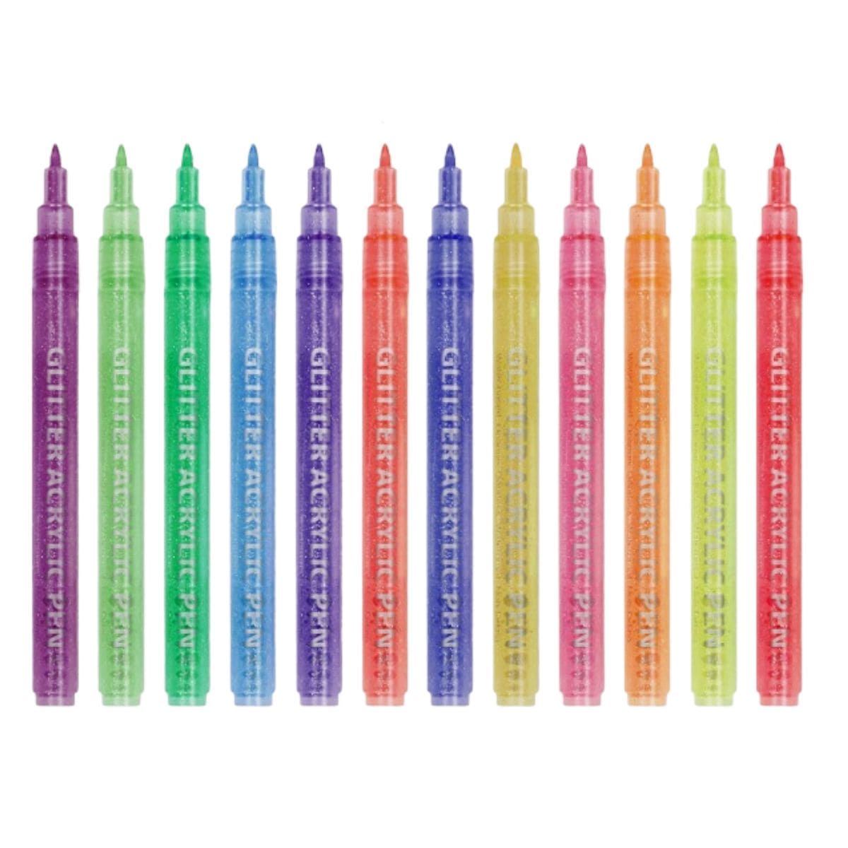 The Art Journey Tech & Office The Art Journey 12 Color Glitter Acrylic Pen Set ART011 (7802269892697)