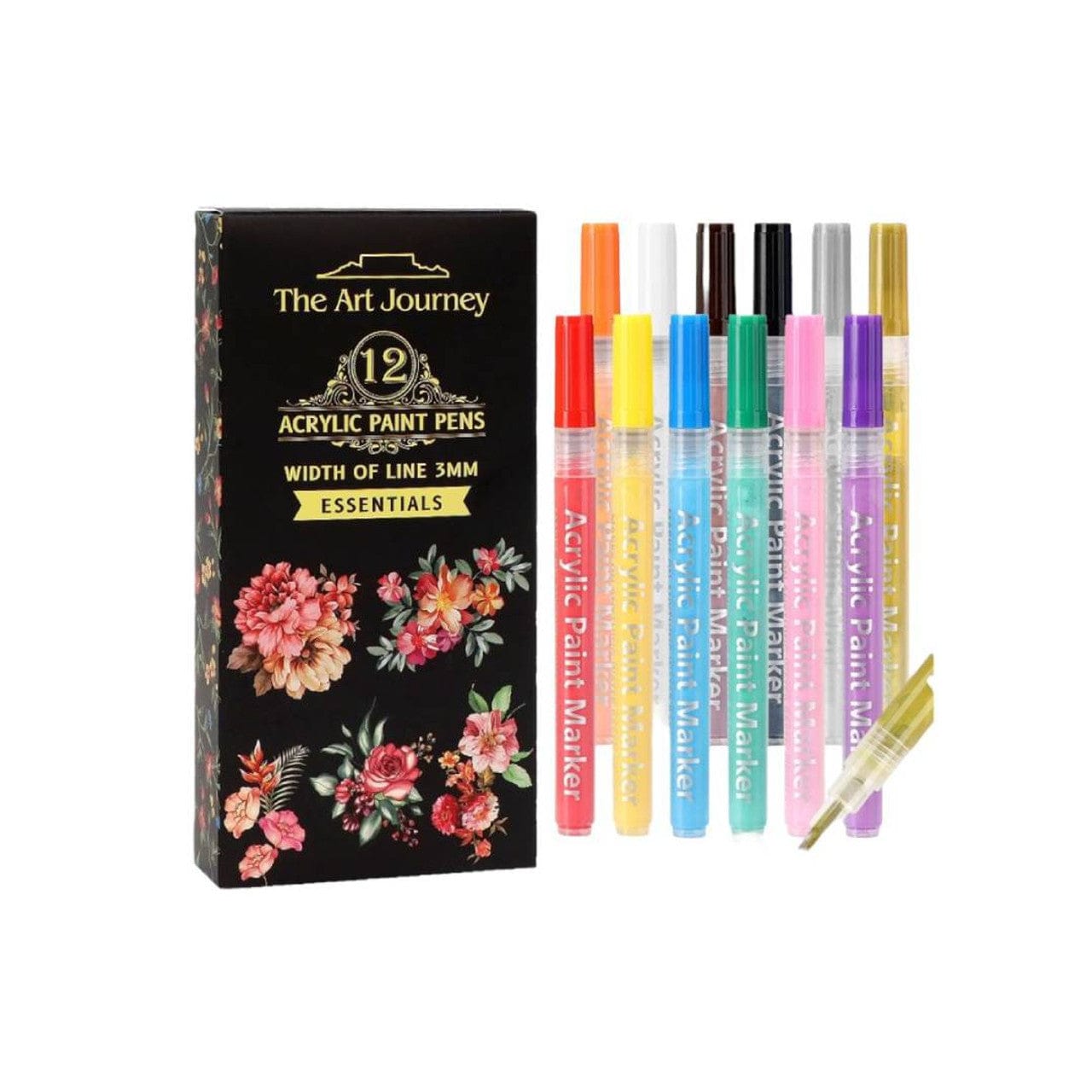 The Art Journey Tech & Office The Art Journey 12 Colour Acrylic Paint Makers Set 3mm Medium Tip ART003