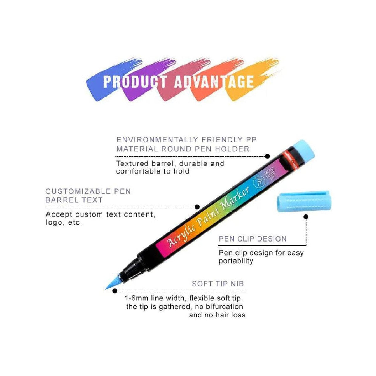 The Art Journey Tech & Office The Art Journey 12 Colour Acrylic Paint Makers Set 6mm Soft Tip ART008