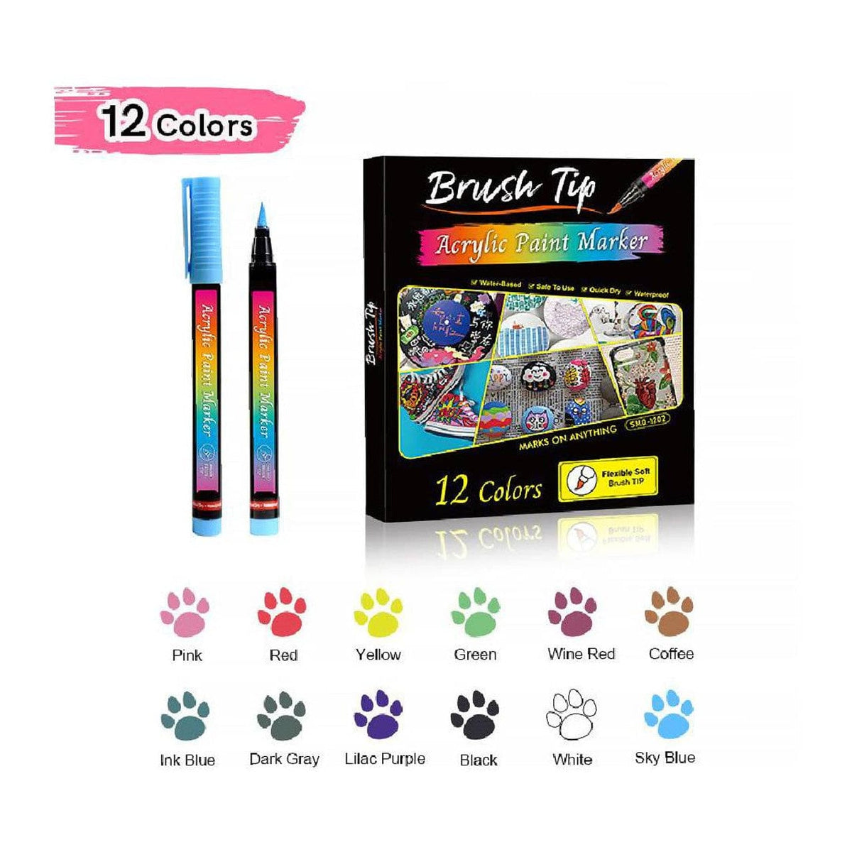 The Art Journey Tech & Office The Art Journey 12 Colour Acrylic Paint Makers Set 6mm Soft Tip ART008