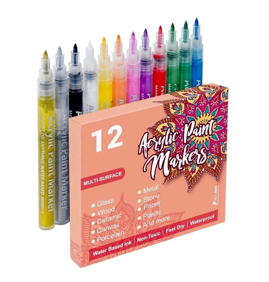 The Art Journey Tech & Office The Art Journey 12 Pack Acrylic Paint Makers 0.7mm ART003