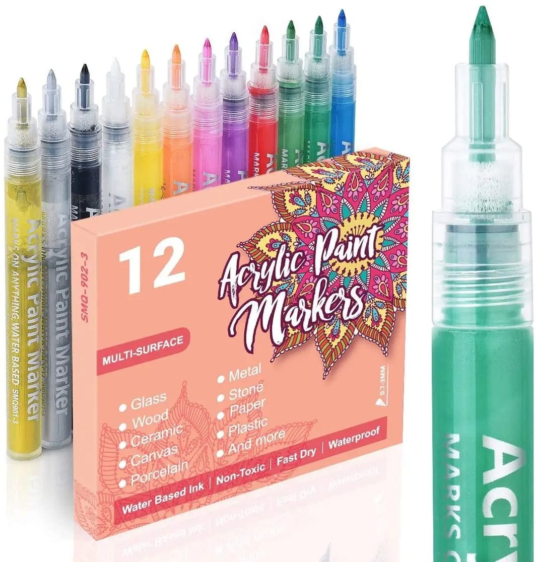 The Art Journey Tech & Office The Art Journey 12 Pack Acrylic Paint Makers 0.7mm ART003