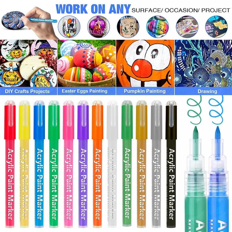 The Art Journey Tech & Office The Art Journey 12 Pack Acrylic Paint Makers 0.7mm ART003