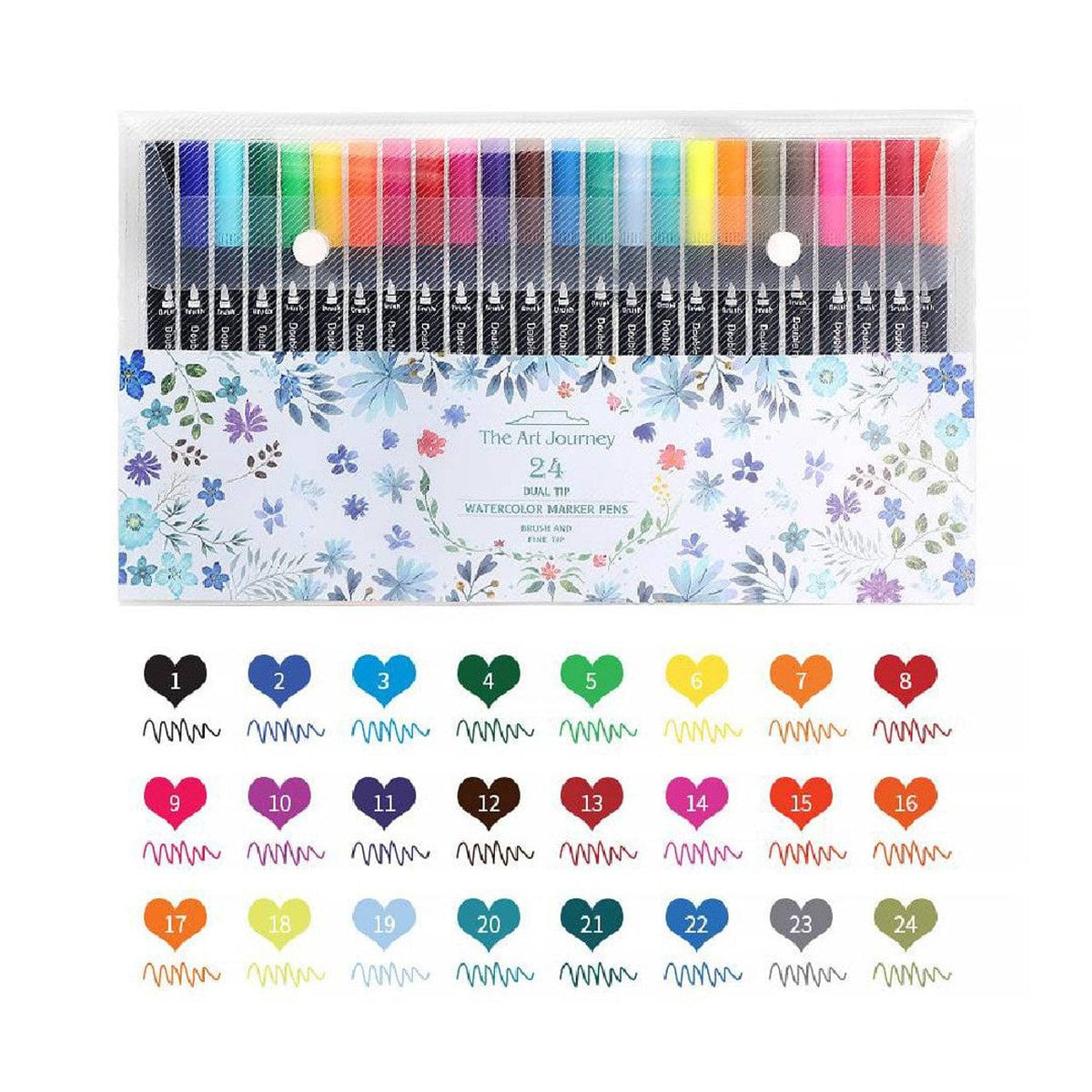 The Art Journey Tech & Office The Art Journey 24 Piece Double Head Waterproof Brush Pen ART002 (7802237321305)