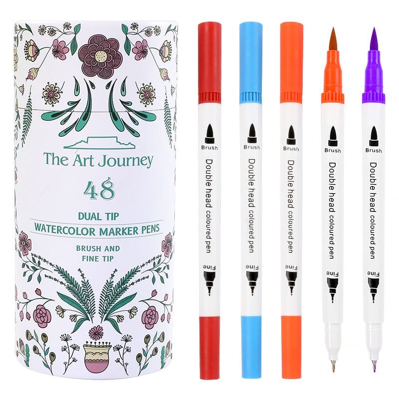 The Art Journey Tech & Office The Art Journey 48 Dual Tip Artist Watercolor Markers Fine and Brush Tips ART001