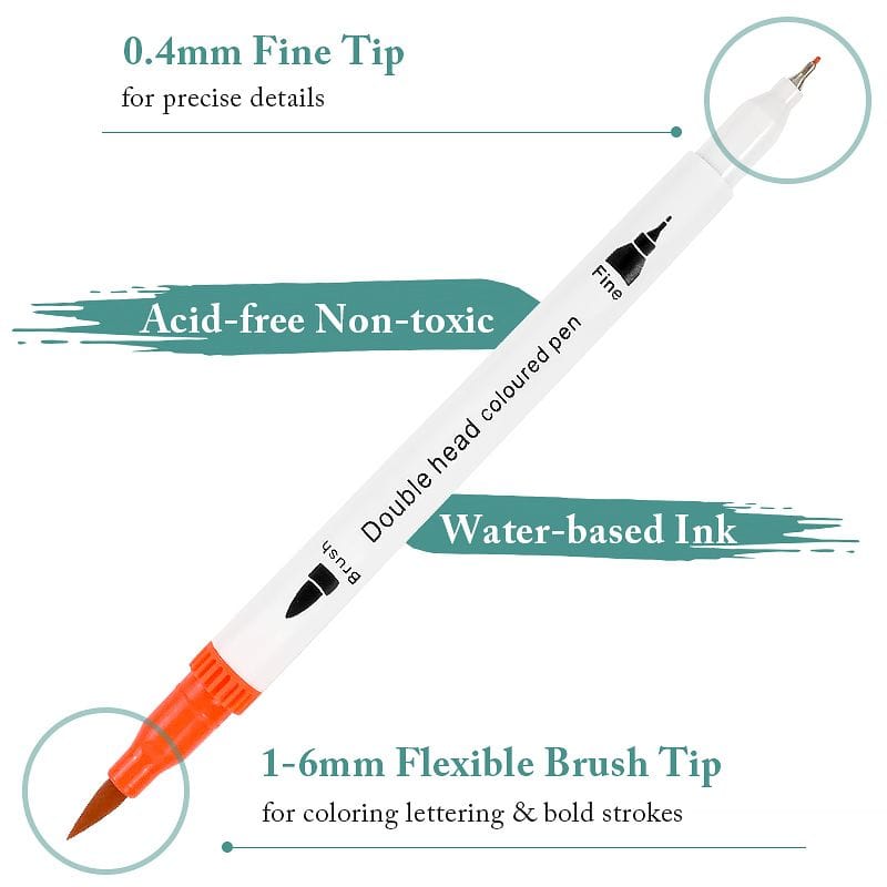 The Art Journey Tech & Office The Art Journey 48 Dual Tip Artist Watercolor Markers Fine and Brush Tips ART001