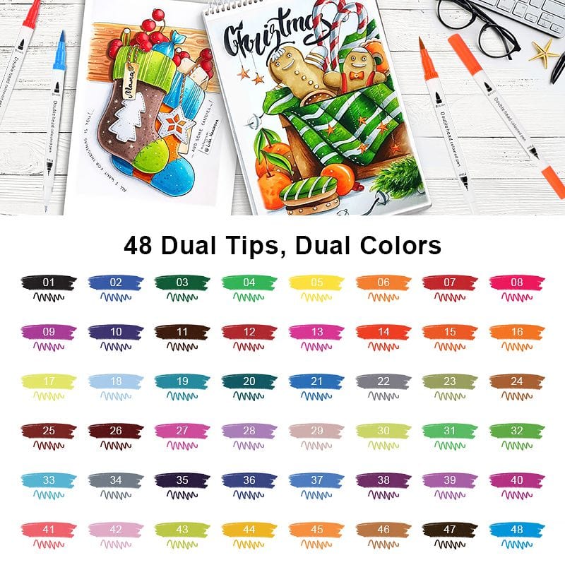 The Art Journey Tech & Office The Art Journey 48 Dual Tip Artist Watercolor Markers Fine and Brush Tips ART001 (7802266124377)