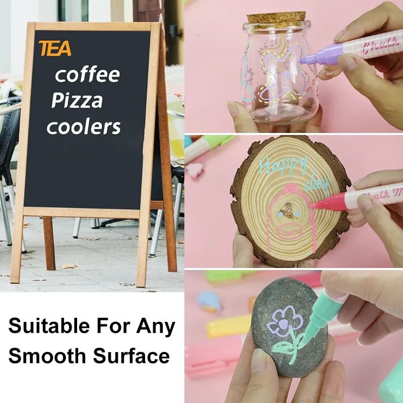 The Art Journey Tech & Office The Art Journey 8-Color Macaron Chalk Markers with 6mm Reversible Tips Chisel & Bullet ART018