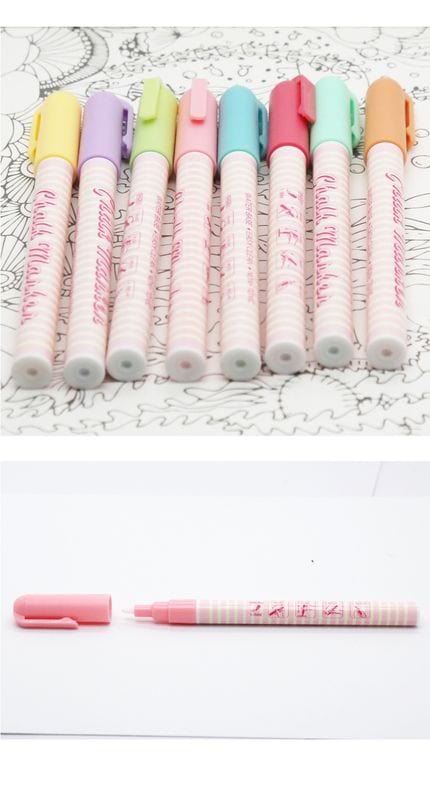 The Art Journey Tech & Office The Art Journey 8-Color Macaron Chalk Markers with 6mm Reversible Tips Chisel & Bullet ART018