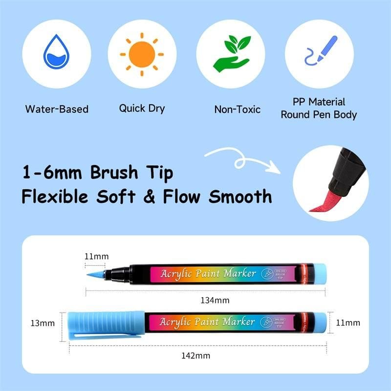 The Art Journey Tech & Office The Art Journey Brush Tip 24 Color Acrylic Paint Marker ART017 (7802282541145)