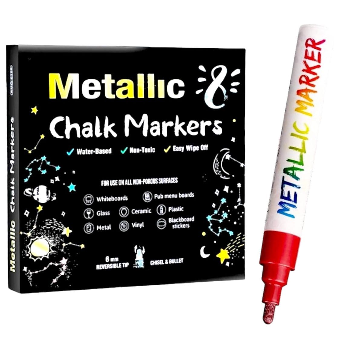 The Art Journey Tech & Office The Art Journey Liquid Metallic Chalk Markers with Reversible Tip 8 Colour Set  ART021 (7802279723097)