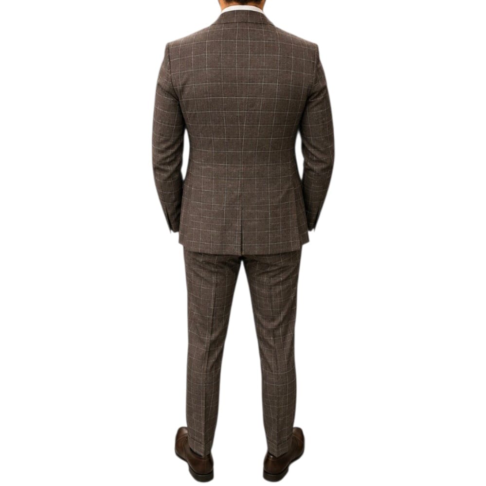 The Marcomen 3 piece suits Marcomen Men’s Brown Check 3-Piece Suit