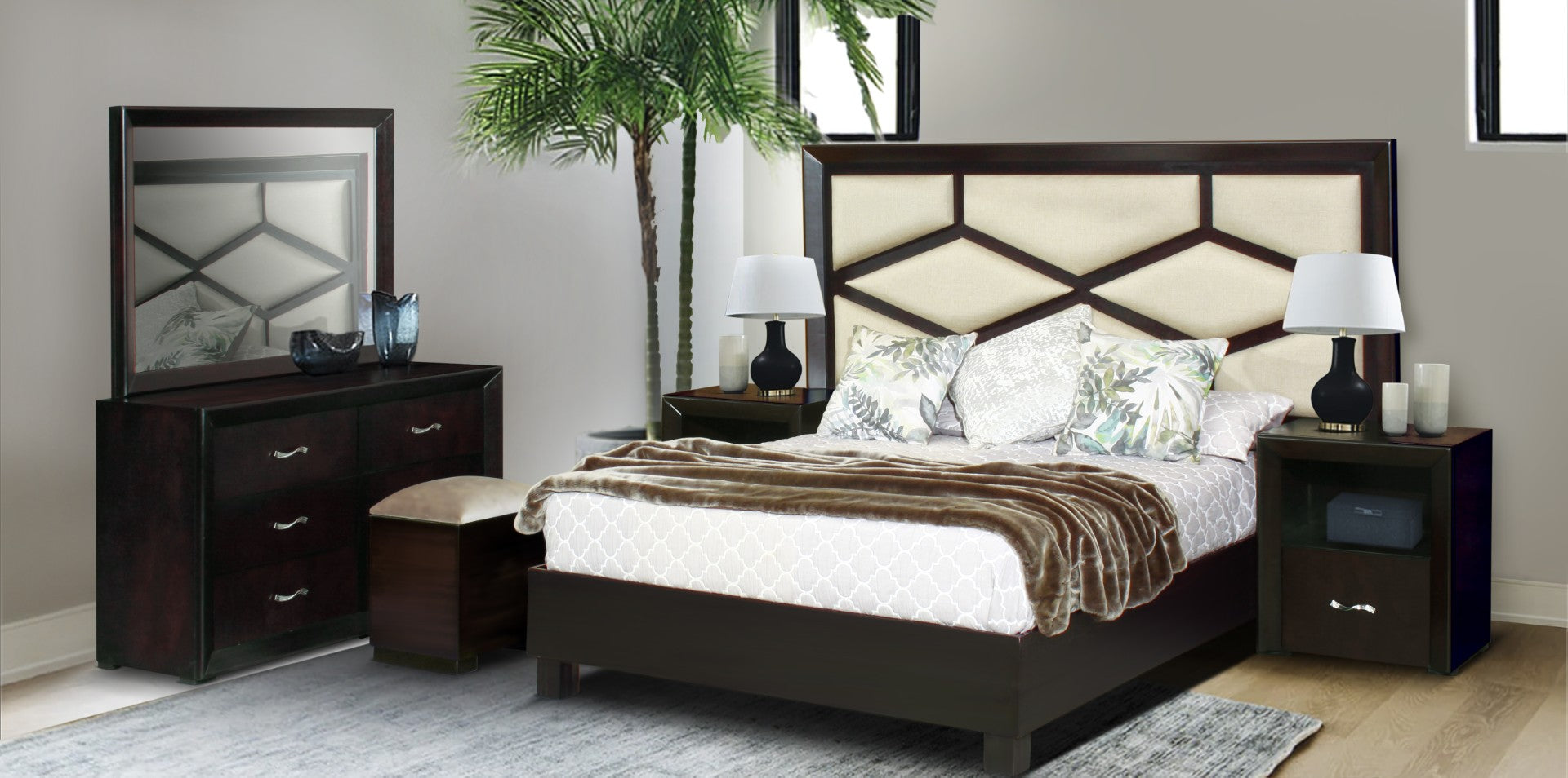 3pc Cara Qn Bedroom Suite & Dressing Table (7985977032793)