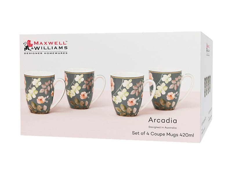 Tognana MUGS Maxwell & Williams Arcadia Coupe Mug Set of 4 Green 420ml YD0039