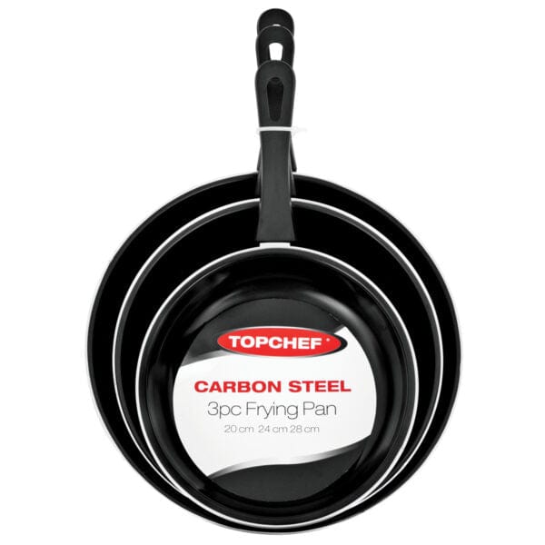 Top Chef FRYING PAN Top Chef 3 Piece Carbon Steel Frying Pan TC3548