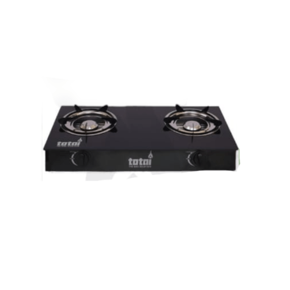 Totai Gas Hot Plate Totai 2 Burner Gas Stove Black Glass With Auto Ignition 26/013A (7082675667033)