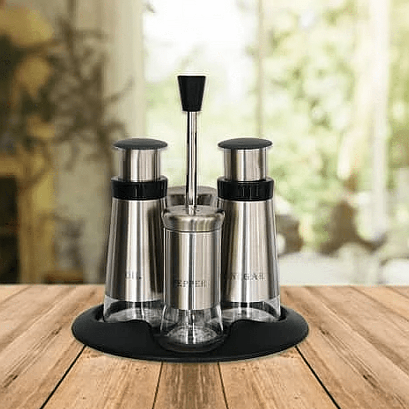 totally home Kitchen Totally Home Stainless Steel 5 Piece Encased Glass Salad Dressing Set HT171 (7664356425817)