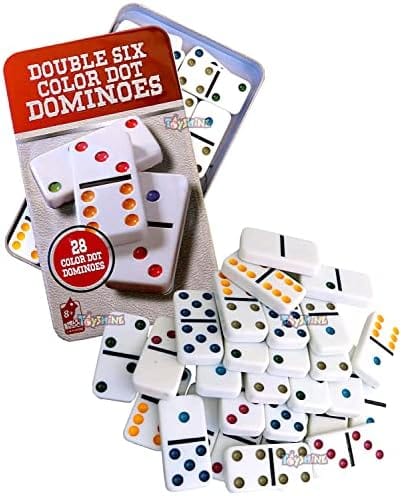 Toys Game Embellished Double Six Color Dot Dominoes Set Black Party & Fun Games Board Game