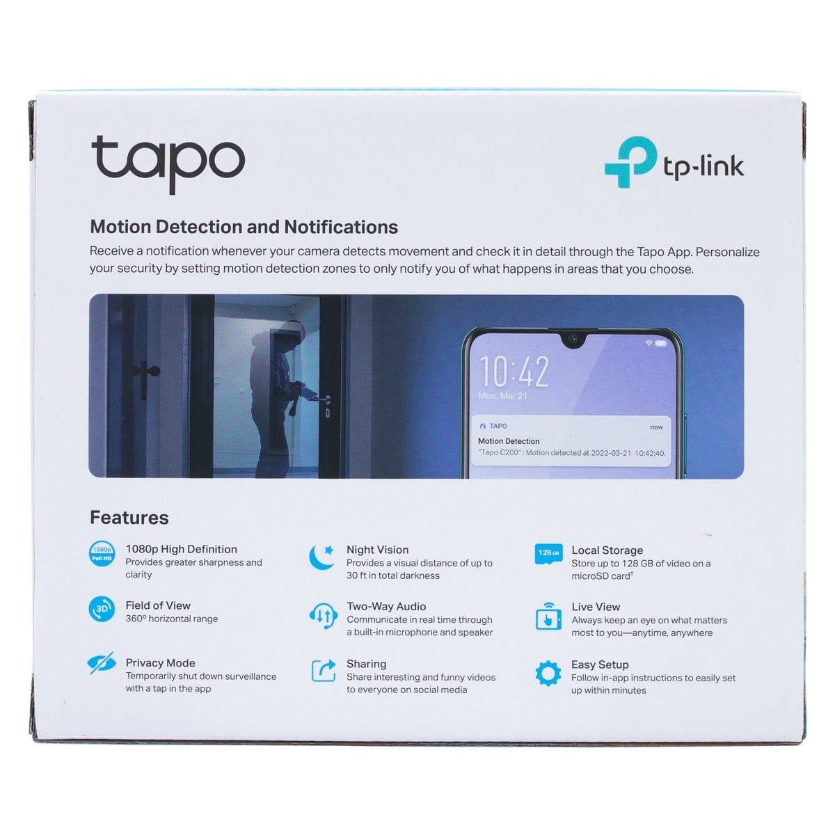 TP-LINK Security Camera TAPO C200 Pan/Tilt Home Security Wifi Camera, 1080P, Two-Way Audio (7300812996697)