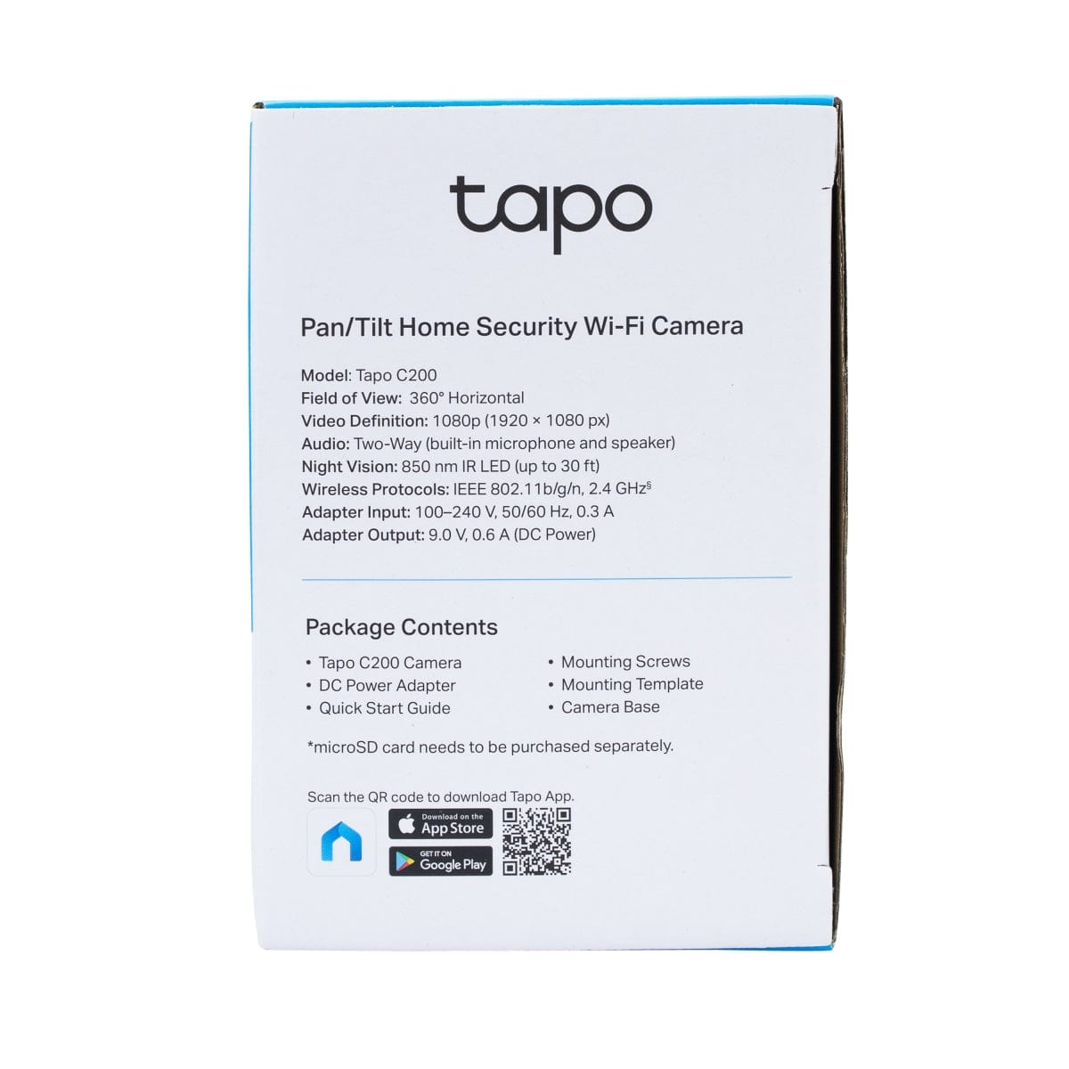 TP-LINK Security Camera TAPO C200 Pan/Tilt Home Security Wifi Camera, 1080P, Two-Way Audio (7300812996697)