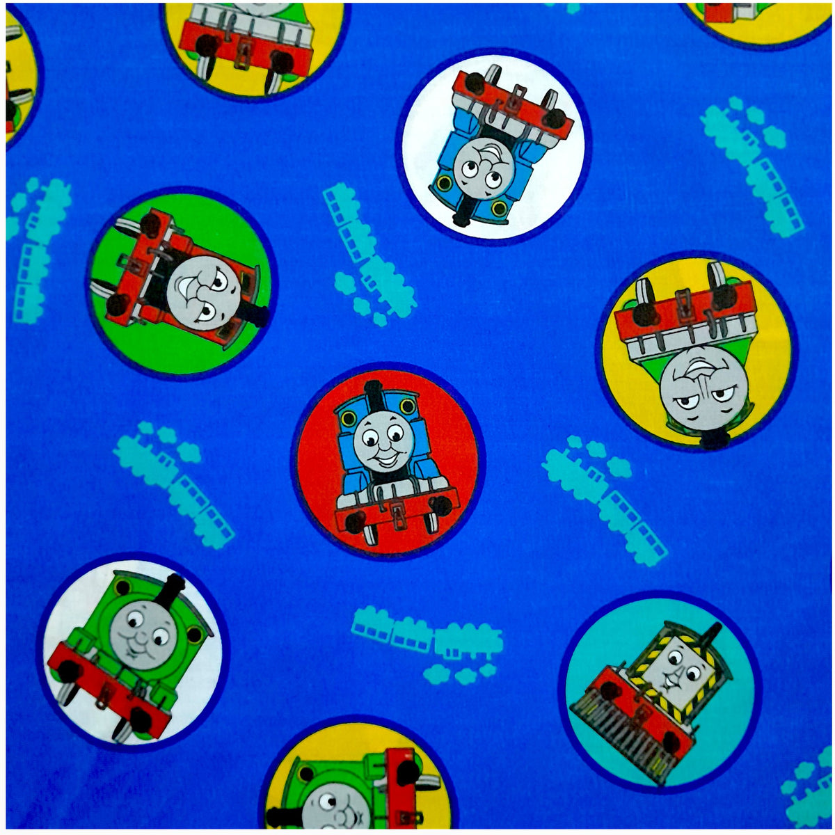 100% Poly Cotton Thomas Train Blue Sheeting 240 cm