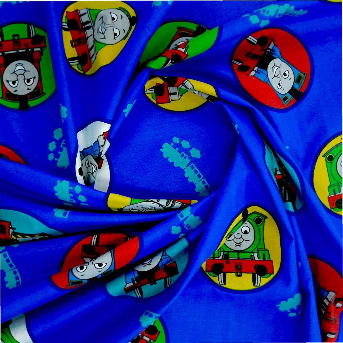 100% Poly Cotton Thomas Train Blue Sheeting 240 cm